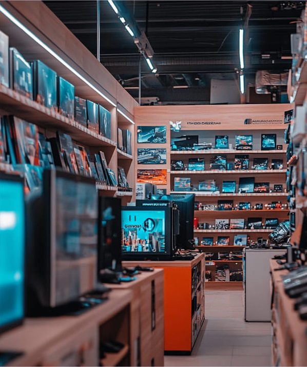 Tienda de tecnología con computadores y dispositivos disponibles con descuentos para afiliados