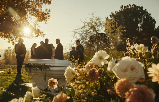 Ceremonia fúnebre al aire libre como representación del auxilio funerario